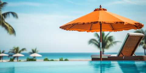 Fototapeta na wymiar Luxurious Tropical Resort Poolside Relaxation