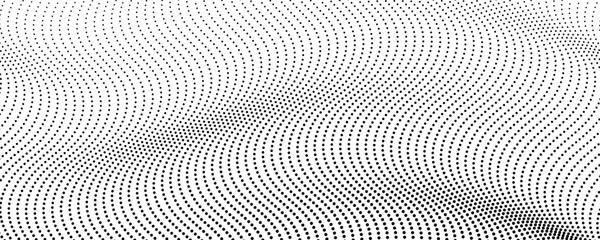 Halftone monochrome background with flowing dots