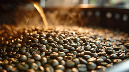  Green coffee beans being roasted. Generative AI. © visoot
