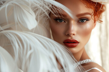 Fototapeta premium luxury woman model portrait natural background minimalistic