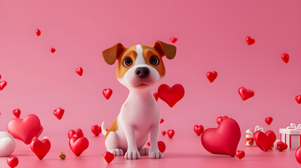 Valentine's day illustration of cute dog