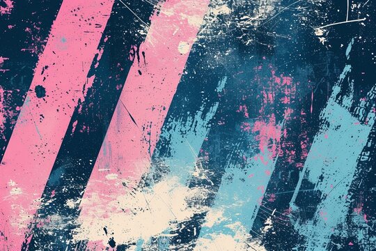 Regal Sportwear Elegance: Dark Blue, Royal Blue, And Neon Pink Grunge Vintage Texture, Ideal For Racing, Cycling, And Football. Captivating Vector Pattern With Old Video Overlay