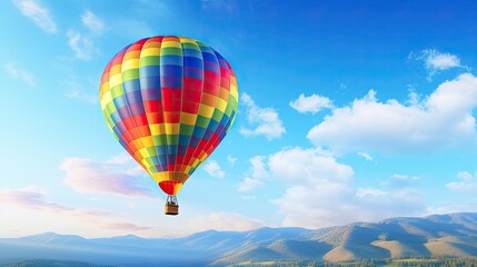 Fototapeta na wymiar Colorful, hot air balloon, drifting, azure sky, graceful, tranquil, airborne, picturesque, serene. Generated by AI.