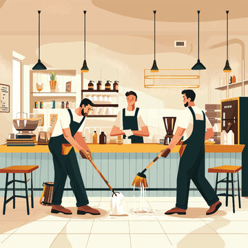 Cleaning service men workers illustration vector