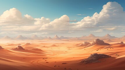 Unfolding, desert landscape, towering sand dunes, untouched, magnificent, nature's spectacle, wilderness. Generated by AI.