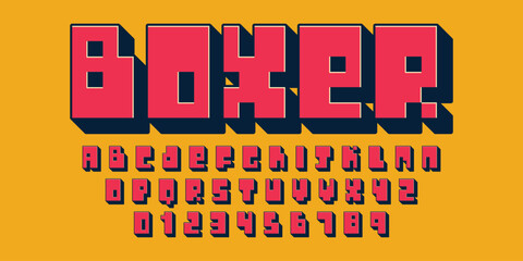 Playful  font design, childish alphabet letters and numbers vector illustration