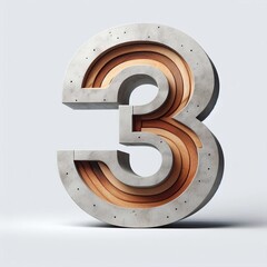3 digit shape created from concrete and wood. AI generated illustration