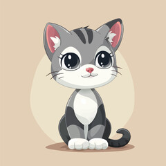 Cute baby cat sitting cartoon illustration vector