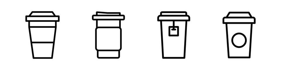 Set of coffee line icons. A simple illustration of a paper cup. This isolated vector illustration features a hot drink. Beverage graphic sing in vector flat style