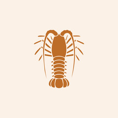 Lobster icon. Simple line lobster or crayfish. retro logo with sea animal in the style of engraving.