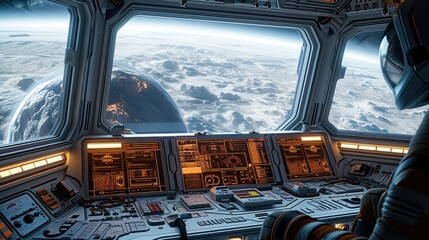 Looking outside my space station computer workstation. Generative AI.