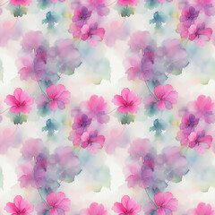 Fototapeta na wymiar seamless watercolor wallpaper with flowers