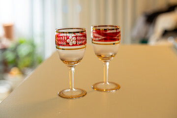 빈티지 와인 컵 글라스