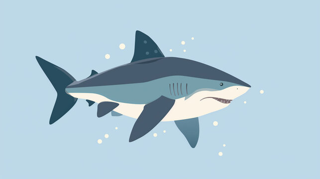 Tubarão no mar - Ilustração Infantil