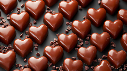 Fototapeta premium Ideas to make chocolate candy at home for Valentine's Day, festivals, Valentine's Day, hearts, candy, desserts, chocolate, sweet, lovely, food, home-made, AI-generated.