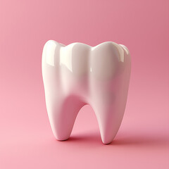3d white teeth root on a pink background 3d render of zirconia crown illustration with copy space