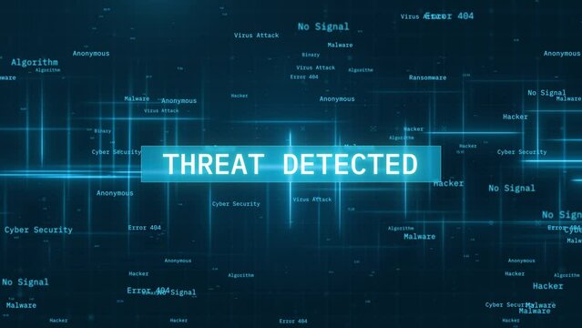 Threat Detected: Cybersecurity Alert with Encrypted Binary Code and Futuristic Graphic