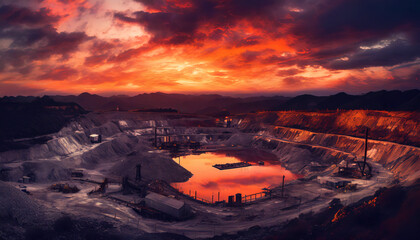 Lithium mine devastated landscape, environmental damage concept