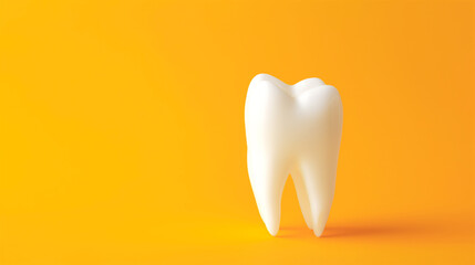 3d white teeth root on a yellow background 3d render of zirconia crown illustration with copy space.