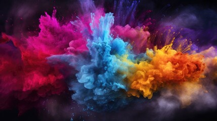 Fototapeta na wymiar surreal colorful powder explosion background. high-definition visual artistry for creative design projects