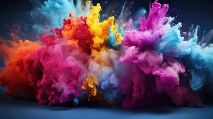 Fotobehang surreal colorful powder explosion background. high-definition visual artistry for creative design projects © StraSyP BG