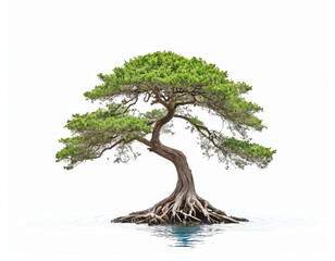 tree on the water isolated on white background