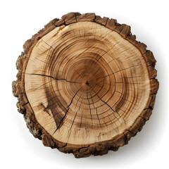 Obraz premium Tree stump slice top view isolated on white