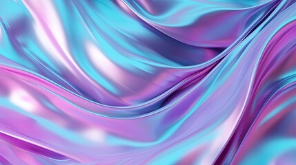 Naklejka premium The use of holographic iridescent surface and wrinkled vaporwave background is a contemporary design texture.