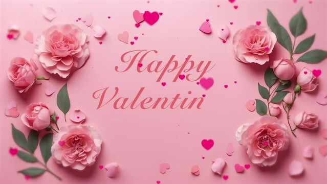 Happy valentines day greeting animation text. Beautiful and romantic valentine video. 4K looping video