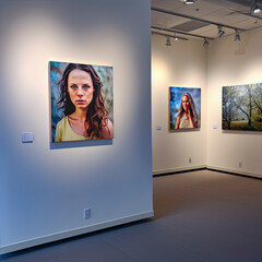 lifestyle photo paintings on exhibit in gallery.