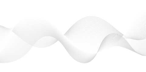 Modern abstract white wave digital geometric Technology, data science frequency gradient lines on transparent background. Isolated on white background. gray and white wavy stripes background.