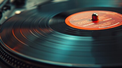 Black Vinyl Record Closeup. Macro Image of a Long Play. Sound tracks on a vinyl record