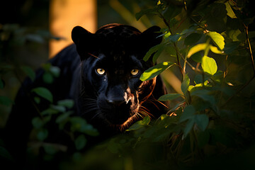 Schwarzer Panther um Dschungel, erstellt mit generativer KI