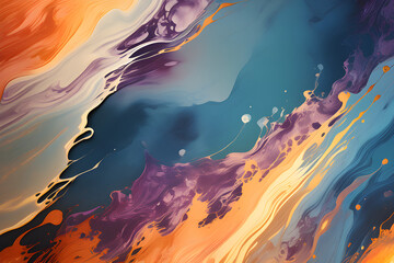 Closeup of abstract oil paint background texture with liquid fluid marbled paper texture banner texture. Generative AI (생성형 AI)