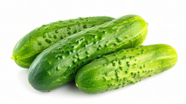 Cut green cucumber isolated on white background