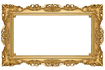 golden frame isolated on transparent background 