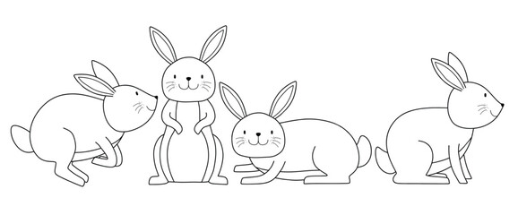 Doodle of cute rabbit sketch. outline vector illustration.