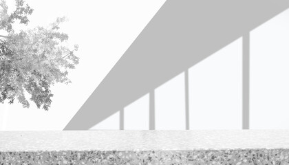 White room interior space for background with soft shadow. with table top for your product