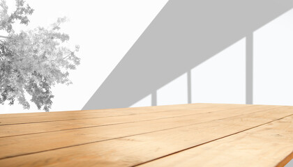 White room interior space for background with soft shadow. with table top for your product