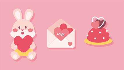 Obraz premium Cute valentine's day element collection