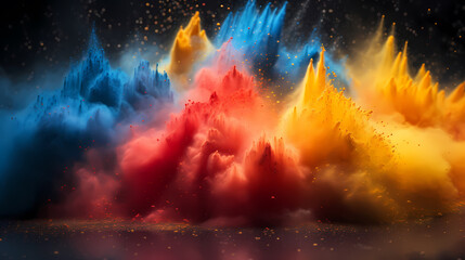 Fototapeta na wymiar Dust explosion Holi background, indian traditional festival
