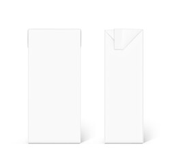 Packaging box for milk, juice mockups. Vector illustration isolated on white background. Half side view. Ready and simple to use for your design. EPS10.