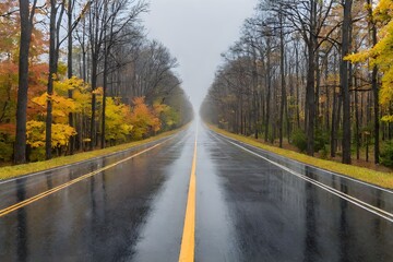 Fototapeta premium a row of trees on either side,