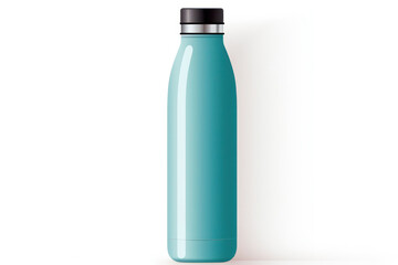 Shiny Steel Flask: Cold Refreshment in a White Background