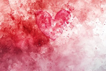 A background with watercolor heart with a rich fusion of reds and pinks on a white background, a passionate and expressive backdrop for Valentine's Day.