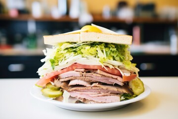 high-angle shot of a cut gyro sandwich showing layers