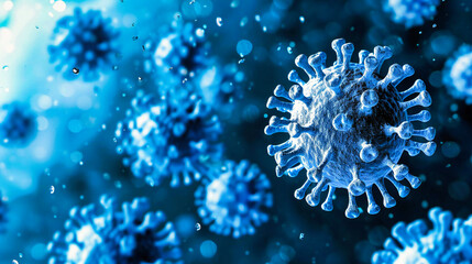 Microscopic View of Virus: Epidemic and Pandemic Biology in Health and Medicine - obrazy, fototapety, plakaty