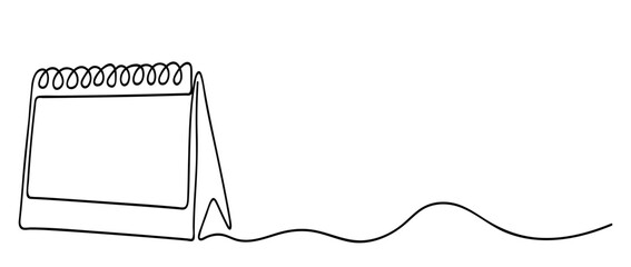 Loose-leaf calendar continuous line drawing. Organizer concept. Time planer concept