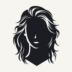 Silhouette of a woman's head with hairstyle. Vector illustration.