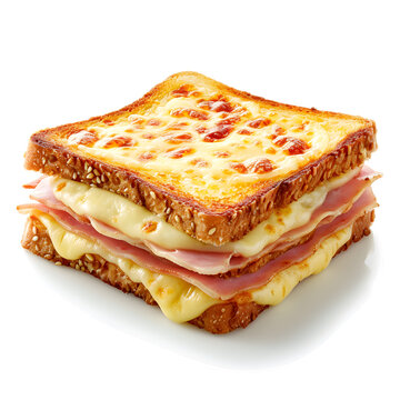Sandwich Croque Monsieur isolated on white background